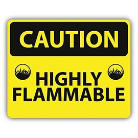 Zirni Caution Highly Flammable Slogan Sign Sticker Decal Design