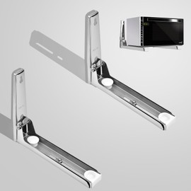HOGESA Soporte de Pared para Microondas, 2 PCS Repisa Horno de Microondas de Acero Inoxidable 304, Ajustable y Plegable, Carga Máxima de 220 Libras, para Cocina Casera Soporte para Horno