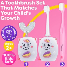 Trueocity Kids U Shape Toothbrush, Auto Electric, Toddler Rechargeable, Unicorn Design