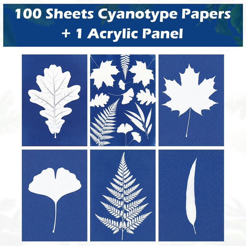 Sun Print Cyanotype Paper Kit, 100 Sheets A6 Cyanotype Papers