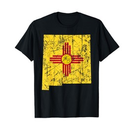USA State New Mexico Flag Map Red Zia Sun Symbol T-Shirt
