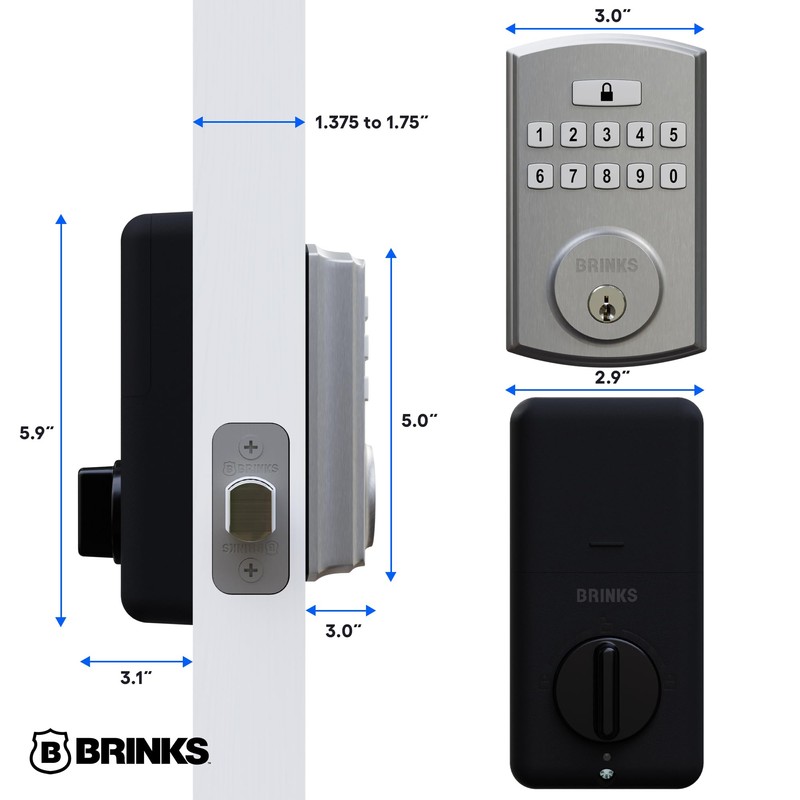 BRINKS Keyless Entry Door Lock Deadbolt, High-Security Keypad Door Lock