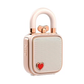 divoom Love-Lock Bluetooth Lautsprecher, Klein Tragbarer Musikbox, Wireless Stereo Pairing Retro Soundbox, Cute Desktop Deko, for Mädchen，Rosa
