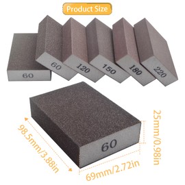 10pcs Sanding Sponge 5 Grits 60/120/150/180/220 Coarse Medium Fine Grit Sanding Block Washable and Reusable Handmade Sandpaper Blocks for Wood Drywall Sheetrock Metal Glazing Polishing