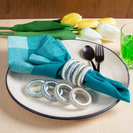 RIANGI Assorted Yarn Napkin Rings Set of 24 Pastel Napkin Rings Summer Napkin Rings for Thanksgiving, Family Gatherings, or Everyday Use - Set Your Style with Assorted Napkin Rings