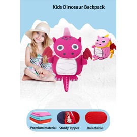 Kids Toddlers Dinosaur Backpack Rucksack Cute Animal 3D Kindergarten School Bag Book Bag Daypack Childrens Backpack Lunch Bag Nursery Bag with Anti-Lost Harness Leash for Boys Girls 1-6 Years Old