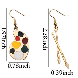 Paint Palettes Pendant Earrings for Women Unique Artist Pendant Earring for Art Lover Drop Earrings for Art Teacher Student Birthday Graduation Gifts for Women Palette Brush Stud Earrings Gift