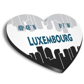 1x Heart MDF Magnet 6cm - Luxembourg Map Travel Cityscape World - Fridge Locker Office Whiteboard Toolbox #59108