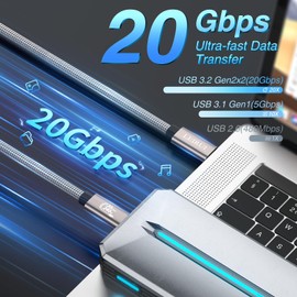 LEIRUI 20Gbps USB C to USB C Cable USB C 3.2 Gen2X2 Cable High Speed Data Transfer 4K USB C to USB C Video Monitor Cable 240W Fast Charging for MacBook Pro, Dell, Galaxy
