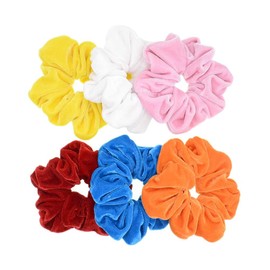 6 Stück große Frauen Haargummis Samt Haar Scrunchies Gummibänder Bunte Elastischer Haarbänder für Mädchen Damen Haarschmuck (white, yellow, red, pink, orange and blue)