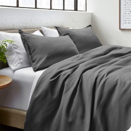 Bare Home Duvet Cover Set Single Size - Premium 1800 Ultra-Soft Duvet Cover Set - Lightweight - Cooling Duvet Cover - Bed Duvet Cover with 1 Pillowcase (Single, Grey)