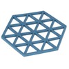 5pcs Table Mats Geometric Hex Shape Hollow Silicone Blue Insulation