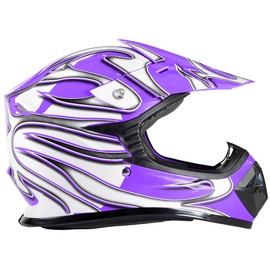 Typhoon Kids Pee Wee Offroad Gear Combo Helmet Gloves Goggles Chest Protector Motocross ATV Dirt Bike - Purple - Medium