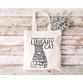 Pet Studio Art Cat Tote Bag, Library Cat, Large