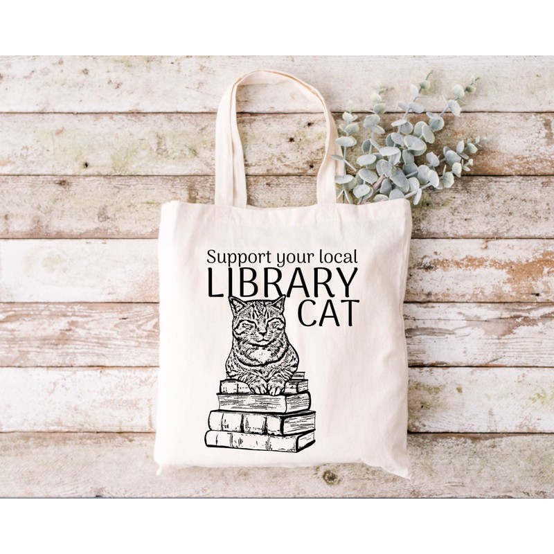 Pet Studio Art Cat Tote Bag, Library Cat, Large