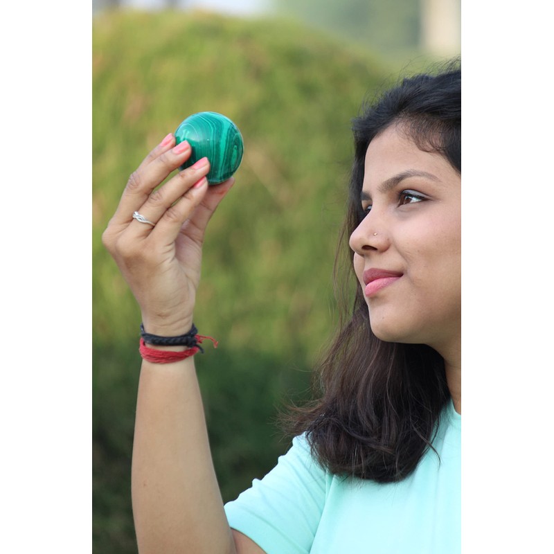 Jet International Malachite 45-50 mm Ball Sphere Gemstone A+ Hand