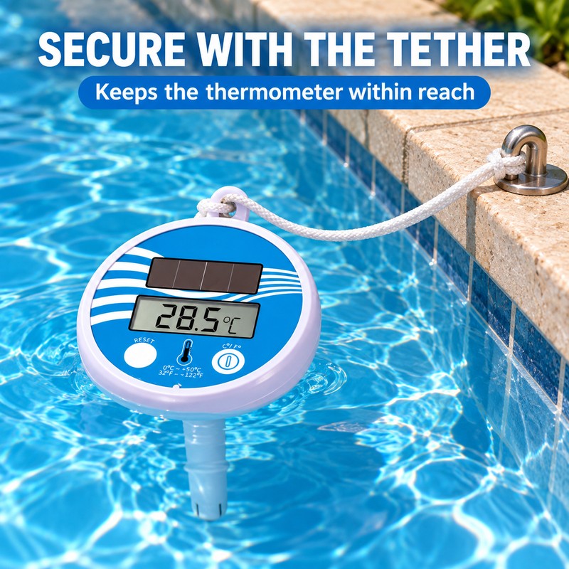 Solar Floating Pool Thermometer, Digital LCD Water Temperature Gauge with