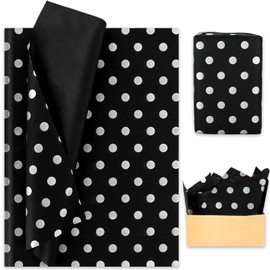 Whaline 100 Sheets Polka Dot Tissue Paper Black Gift Wrapping Paper Art Craft Paper for DIY Crafts Wedding Birthday Baby Shower Party Decorations, 14 x 20 Inch