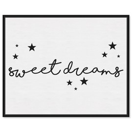 The Oliver Gal Artist Co. Typography Wall Art Canvas Prints Family Quotes and Sayings Sweet Dreams Simple Home Décor, 30" x 24", Black Floating Frame