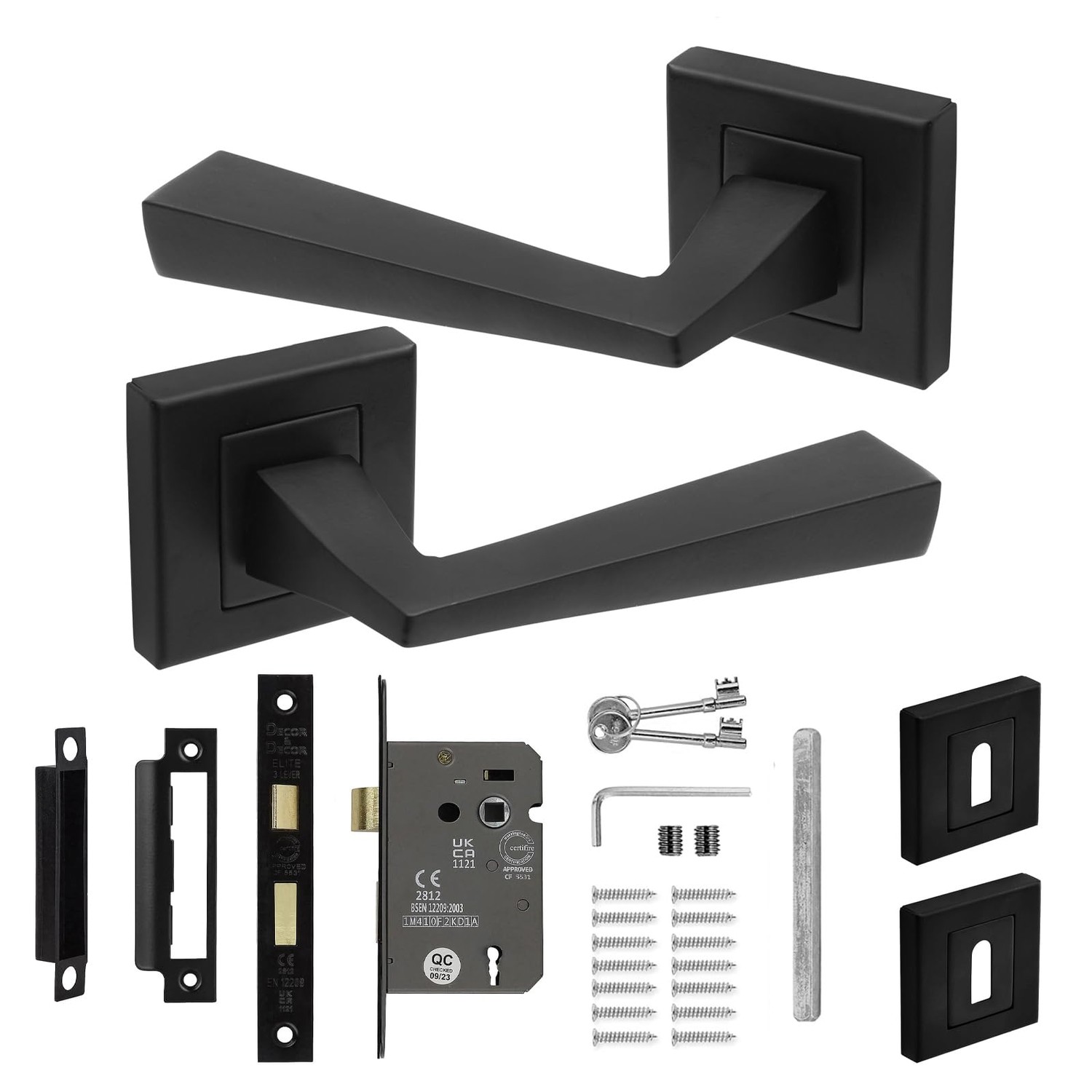 Decoranddecor Helix Square Door Handles – Aluminium Matt Black Internal ...