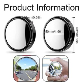 XPEX 2 paia nero Rotazione di 360 ° HD Specchietti per Angolo Morto Specchio Punto Cieco Regolabile,360° Oscillazione Regolabile HD Vetro Specchio Convesso Retrovisore Universale per Auto SUV Camion