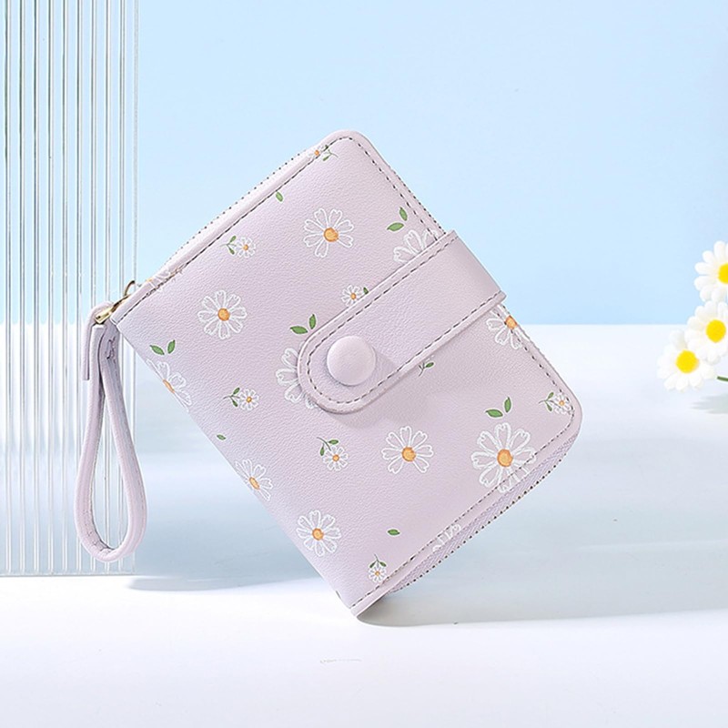 Farcauo Cartera Pequeña Con Estampado De Margaritas verde claro Cartera