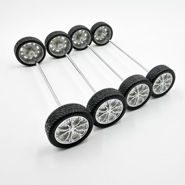 10PCS Small Toy Car Wheels 26mm Model Car Rubber Tire Wheels with 5PCS Shaft Round Axles for for DIY Model Toy RC Car Truck Robot Wheel Replacement Accessories (2x26mm)
