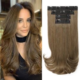 NTYNTY Clip in Hair Extensions, 4PCS 16 Inch Clip in Extensions for Women Layered Cut Natural Lightweight Hairpieces with Thinner Softer Invisible Weft - Ash Brown