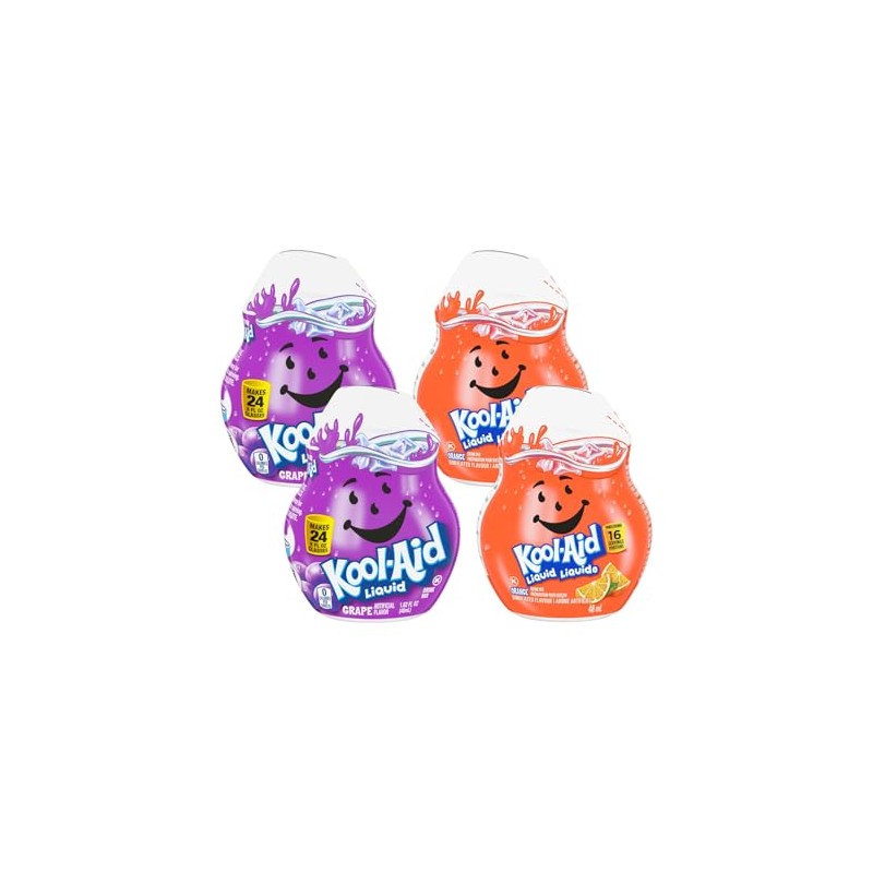 Kool-Aid Liquid Drink Mix Variety Pack, 2 Grape, 2 Orange,