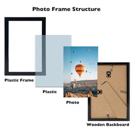 JCJMY 5x8 Picture Frame Set of 3 Black for Wall Hanging or Tabletop- Wall Mounting Horizontally or Vertically, 5 x 8 Wall Gallery Poster Photo Frames for 5 by 8 Photo,3 Pack, Black