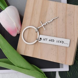 Christian Christmas Gifts for Mom Dad Birthday Gifts for Daughter Son Christian Gifts for Best Friend Baptism Keychain Gifts for Christian Brother Sister Let God Lead Keychain Gift for Men Women