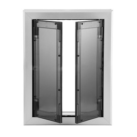 SmarketBuy Large Dog Door, Weatherproof Aluminum Dog Door with Automatic Closing Double Panels Easy to Install Pet Door for Large Dogs and Cats, Closing Panel Included