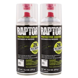 U-POL Raptor Protective Coating Bed Liner 2K Aerosol | White 2-Part Protective Urethane Coating Spray Paint for Spot Repairs and Small Jobs | 2-Pack