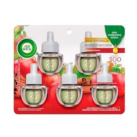 Air Wick 5 Repuestos de Aromatizante de Ambiente Continuo, Aroma Manzana Canela, 20 ml c/u
