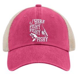 Fishing Here Fishy Fishy Fishy Golf Hat Blue Hat Rose Red02 Womens Trucker Hat Gifts for Her Baseball Caps