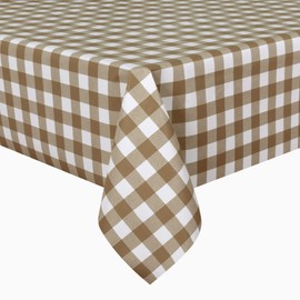 sancua Checkered Vinyl Rectangle Tablecloth, 60 x 140 Inch, 100% Waterproof Oil Proof Spill Proof PVC Table Cloth, Wipe Clean Table Cover for Dining Table, Buffet Parties, Coffee and White
