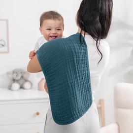 Comfy Cubs Muslin Burp Cloths 50 x 25 cm, Pack of 6 - Large 6-Layer Ultra-Absorbent 100% Cotton for Babies Drool & Messes - Safe & Gentle Baby Burp Cloth Set for Boys & Girls - Neptune