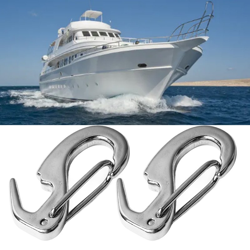 2 Pcs Stainless Steel Spring Hook 65mm Rust Prevention Spring