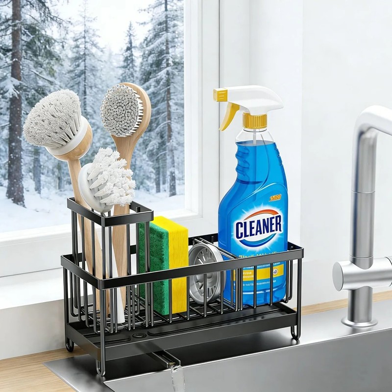 LuxeSilk Kitchen Sink Sponge Holder Stainless – Durable Space-Saving Construction