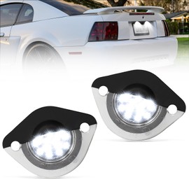 litzland LED License Plate Tag Light Assembly Compatible with Ford Mustang 1994 1995 1996 1997 1998 1999 2000 2001 2002 2003 2004 Canbus Design Erroer Free Super Bright 6000K White Lights, Pack of 2