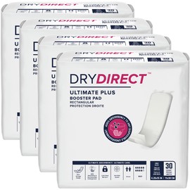 Dry Direct Ultimate Plus Incontinence Booster Pads, Adds 3 Cups Extra Absorbency to Adult Diapers, Super Soft, Adhesive Strip Backing, Unisex (Case of 120 Pads)