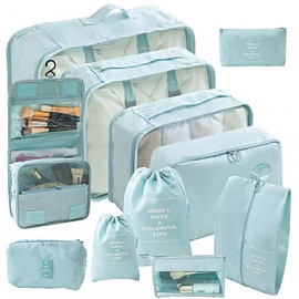 11 Set Packing Cubes Travel Organizer Bags Packing Organizers for Travel Accessories Luggage Packing Cube (Blue)