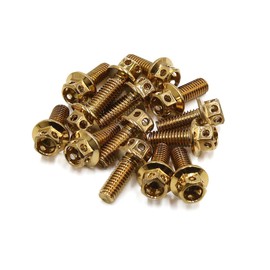 uxcell 14pcs Gold Tone M6 x 15 Motorcycle Stainless Steel Titanium Plated Hexagon Bolts Clips Screws