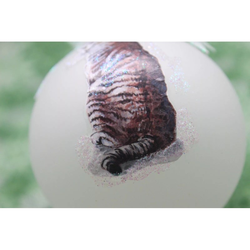 C011 Hand-made Christmas Ornament cat kitten - Tiger Tabby sitting