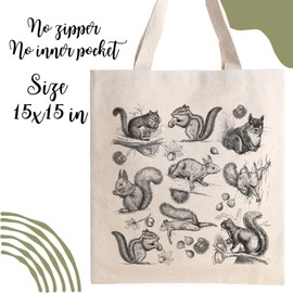 TRUMPETIC Squirrel Tote Bag, Squirrel Bag, Squirrel Tote, Wildlife Bag, Canvas Tote Bag, Wild Animal Tote Bag, Woodland Animal Esthetic Canvas Tote Bag for Women, Cute, Reusable Cotton Bags