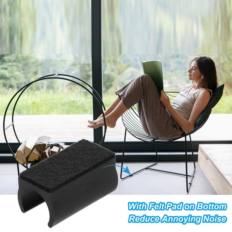 PATIKIL フェルトパッド付きの長方形チェアレッグカバー16個 19mmのスムーズなスライド 傷やノイズなし 家具の足のハードウッド保護具 床のスライド用のチュービングキャップ オフィス用 黒黒