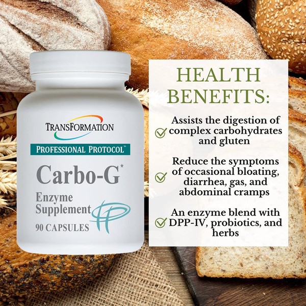 Carbo-G* Capsules - #1 Practitioner Recommended -Digest-Aid, Gut-Health, Designed to Help Encourage Digestion of Gluten and Complex Carbs Supplement by Transformation Enzymes. (180)