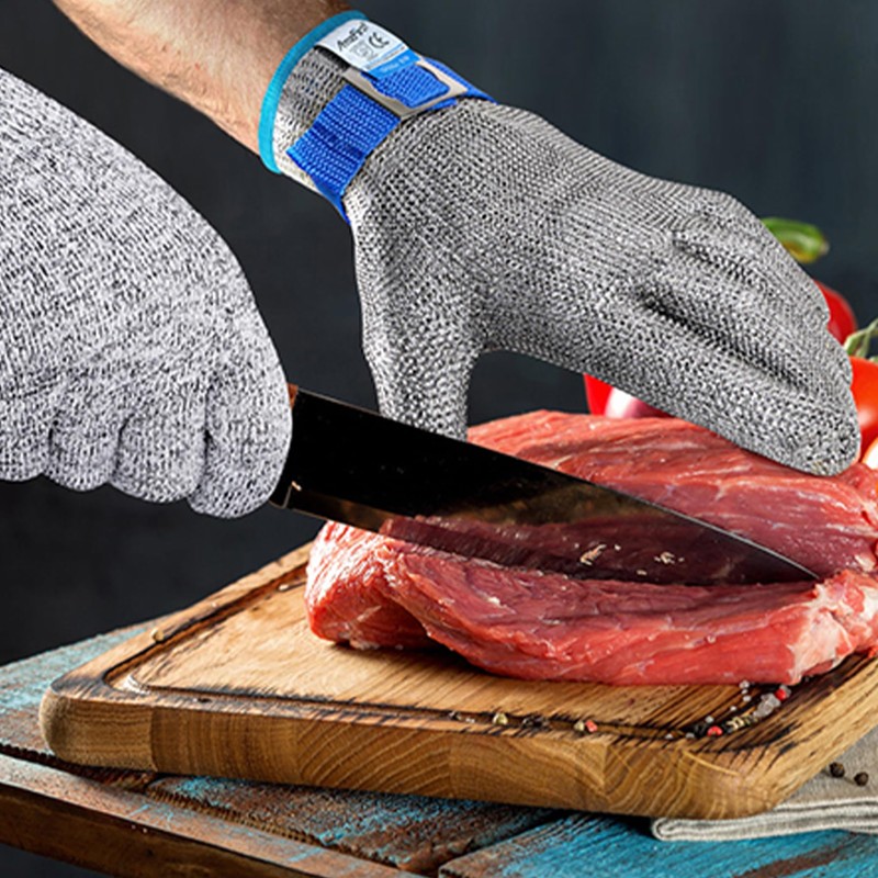 AmzFirst Cut Resistant Gloves Food Grade & Stainless Steel Mesh