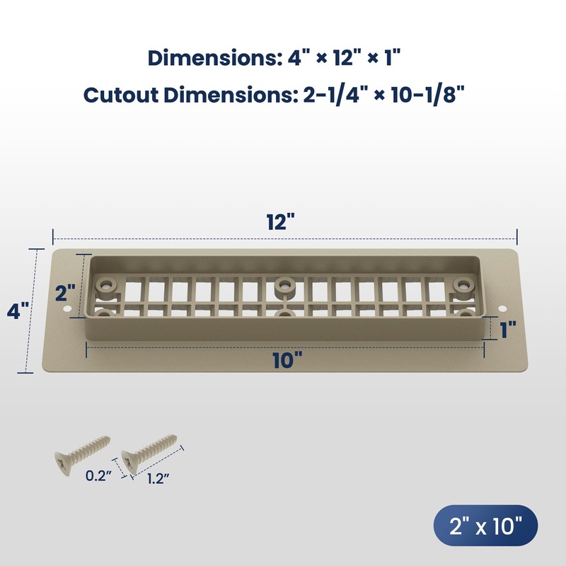 Safoner Aluminum RV Floor Register 2"x10" with Removable Cover, Lightweight