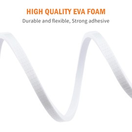 WochiTV Foam Tape Weather Stripping 10mm(W) x 6mm(T) White, Insulation Soundproofing Strips Tape Gasket Seal for Doors and Window Jamb, Sliding door Frame, Total 8m (2 Rolls, 4M Long Each)